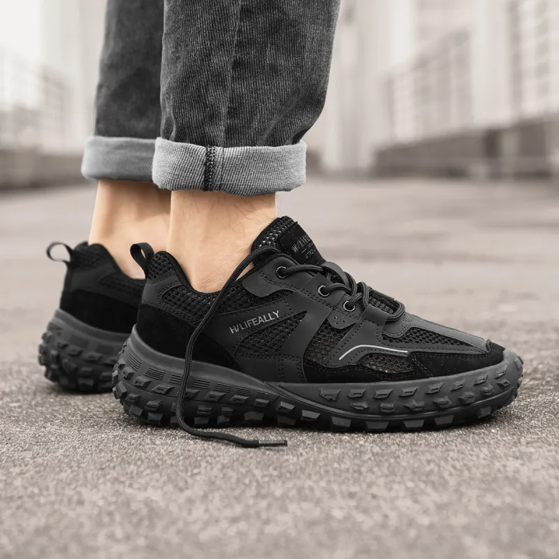 HLA Men's Trendy Platform Wear-Resistant Breathable Mesh Athletic Shoes Height Increasing Casual Shoes-7