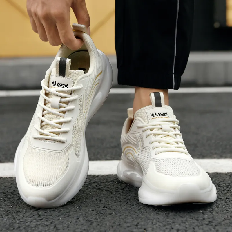 HLA Trendy Breathable Mesh Flyknit Height Increasing Running Casual Shoes-16