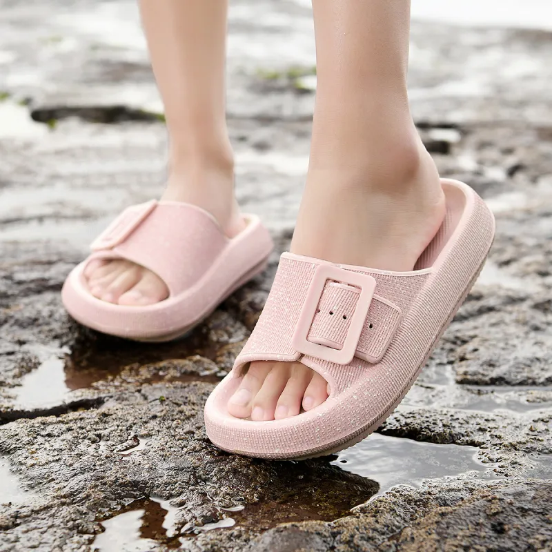 HLA Slide Slippers Women's Green/Sand/Pink-19