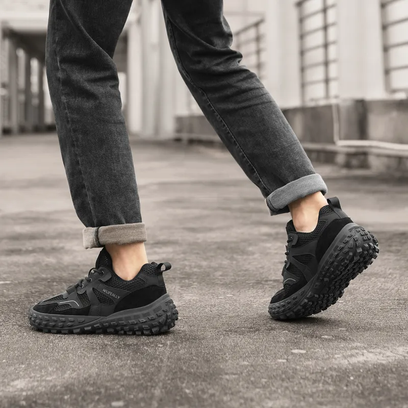 HLA Men's Trendy Platform Wear-Resistant Breathable Mesh Athletic Shoes Height Increasing Casual Shoes-5