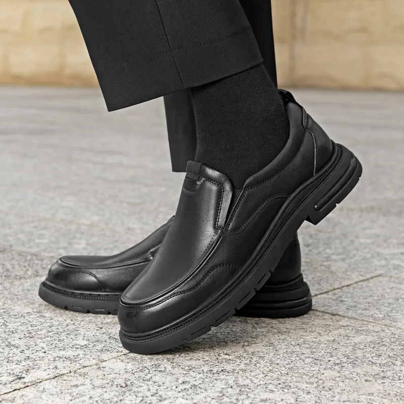 HLA Breathable Soft Soled Business Height Increasing Slip on Dad Shoes Loafers-5