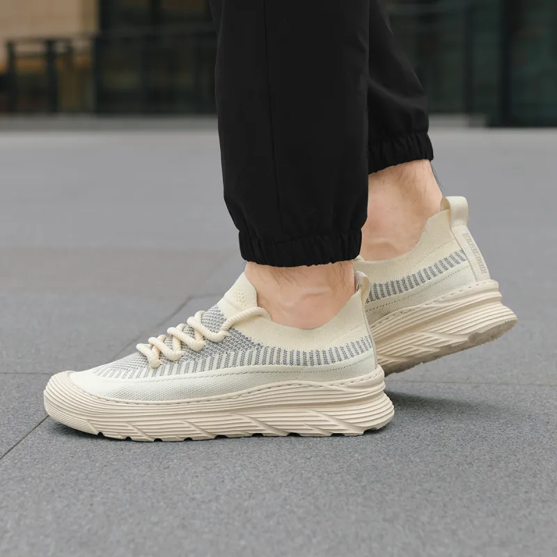 HLA Fashion Breathable Mesh Flyknit Comfortable Versatile Height Increasing Casual Shoes Men's-12