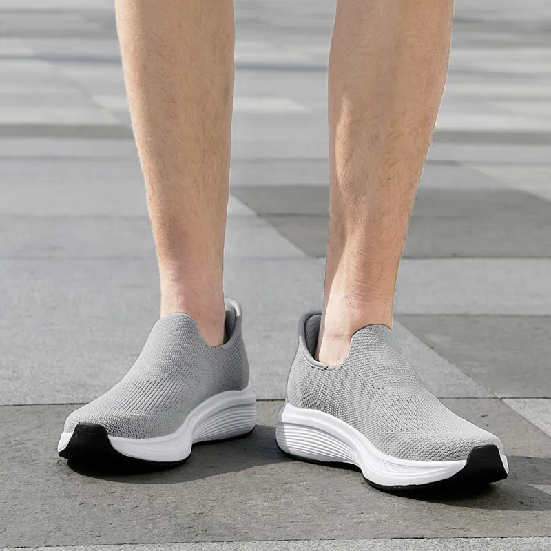 HLA Men's Shoes Fashion Breathable Slip-on Casual Shoes Height Increasing Comfortable Wear-Resistant Flyknit Shoes-15