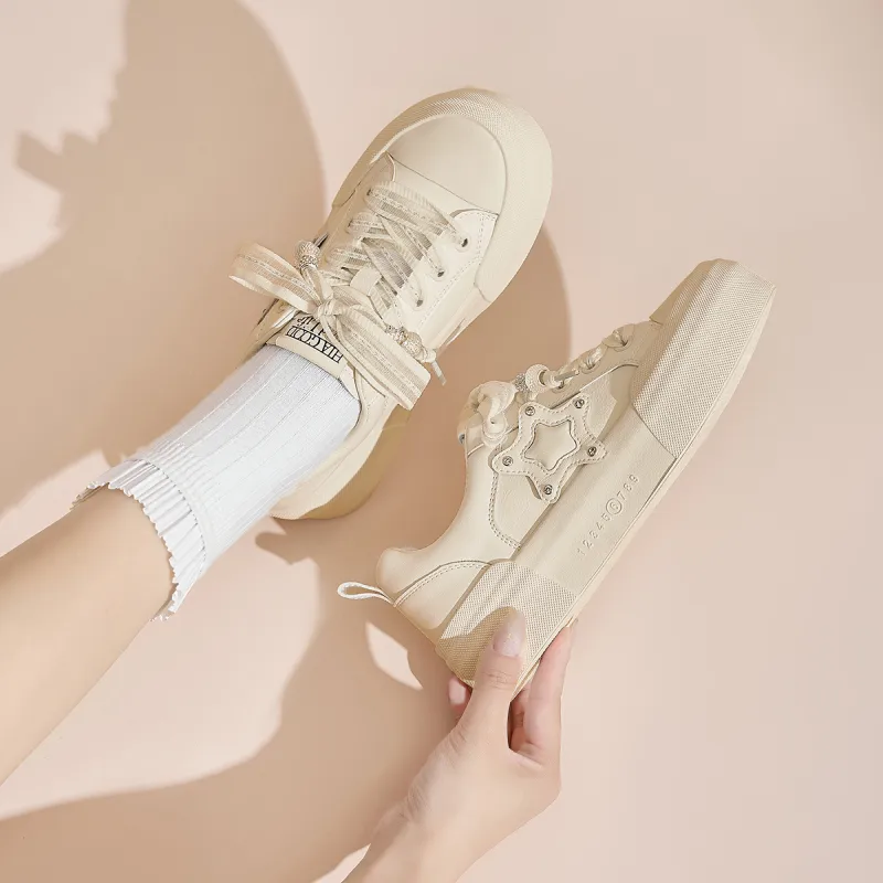 HLA Platform Versatile Stars White Sneakers Skateboard Shoes Athletic Shoes Women's-5