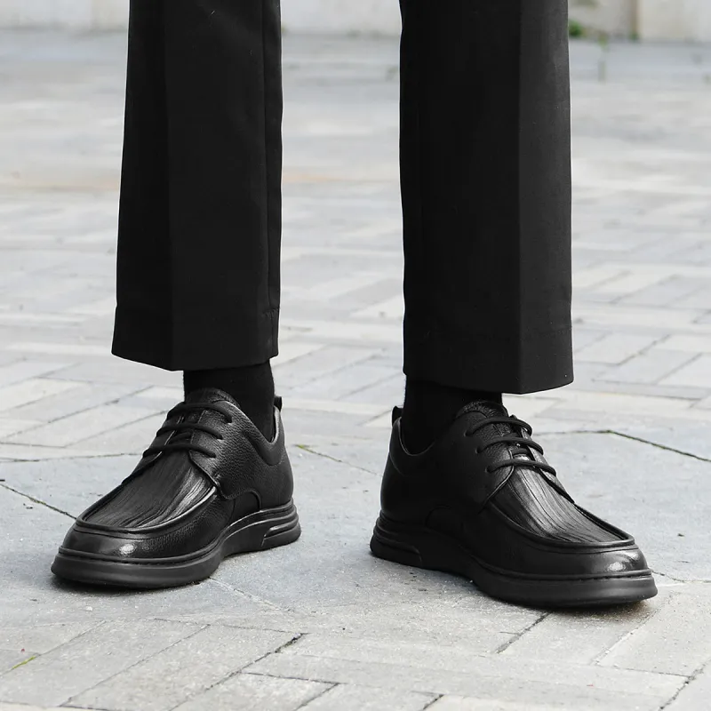 HLA Fashionable Versatile Casual Lace Up Genuine Leather Soft Sole Dress Shoes Men's-5