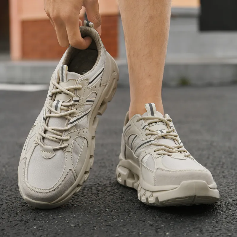 HLA Breathable Mesh Patchwork Lightweight Height Increasing Running Shoes Casual Shoes Men's-11