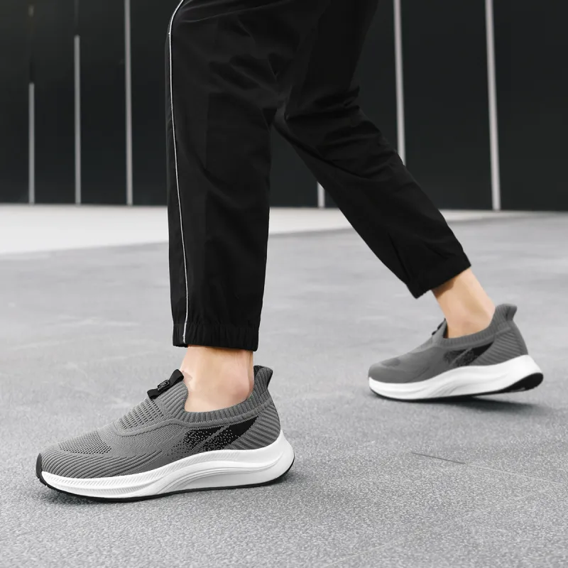 HLA Men's Slip-on Breathable Flyknit Platform Lightweight Casual Shoes For Elderly Men-13