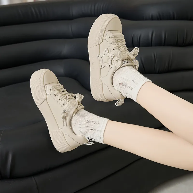 HLA Platform Versatile Stars White Sneakers Skateboard Shoes Athletic Shoes Women's-6