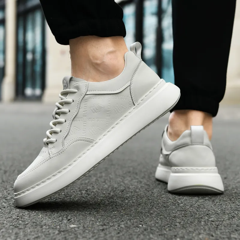 HLA Versatile Classic Breathable White Sneakers Height Increasing Comfortable Casual Skateboard Shoes Men's-5