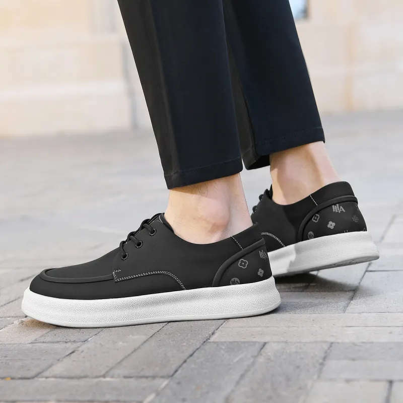 HLA Vintage Platform Comfortable Casual Leather Shoes Men's Workwear Low-Top-5