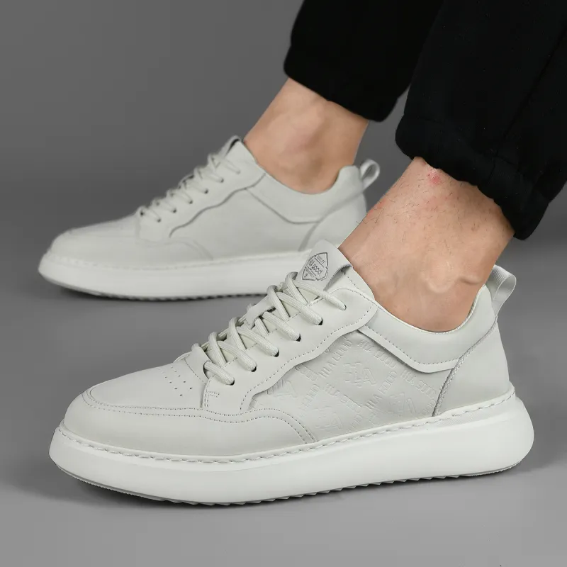 HLA Versatile Classic Breathable White Sneakers Height Increasing Comfortable Casual Skateboard Shoes Men's-6