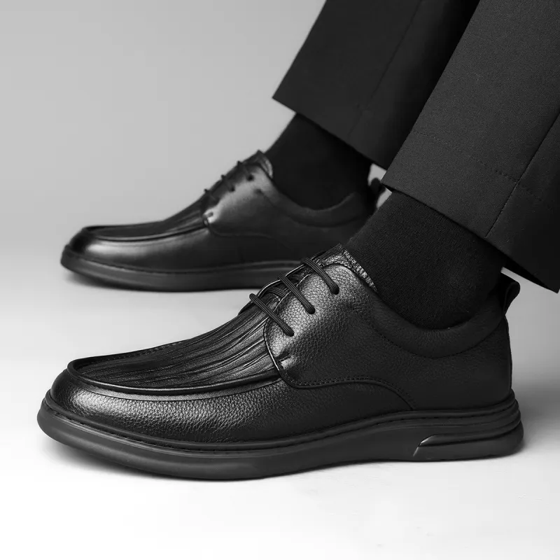 HLA Fashionable Versatile Casual Lace Up Genuine Leather Soft Sole Dress Shoes Men's-7