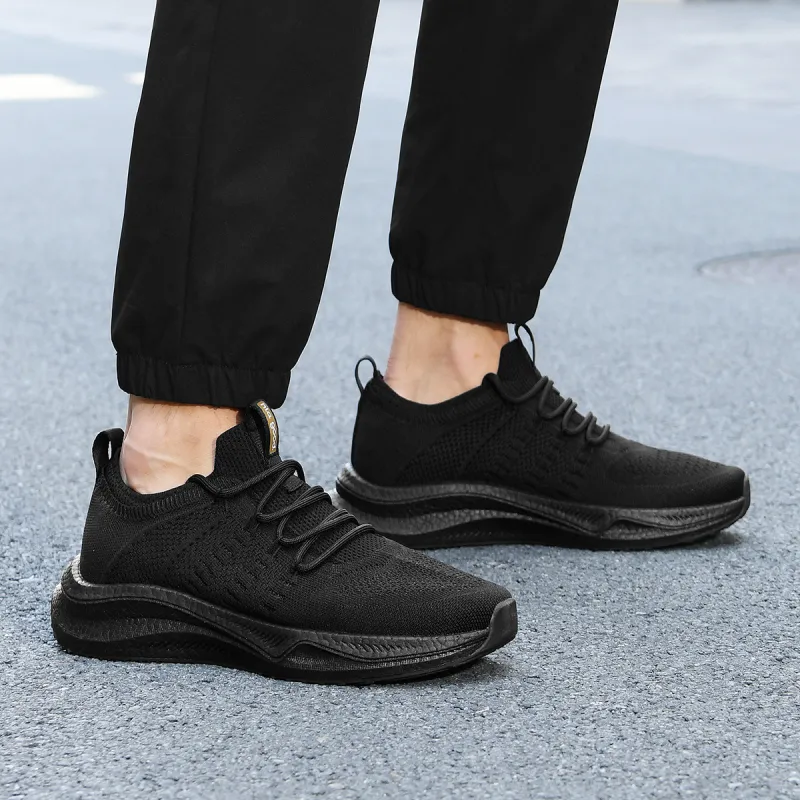 HLA Outdoor Breathable Casual Shoes With Height Increase Running Wear-Resistant Flyknit Athletic Shoes Men's-5