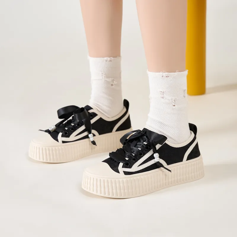 HLA Skateboard Shoes Women's Low Top Black/Pink/Beige-7