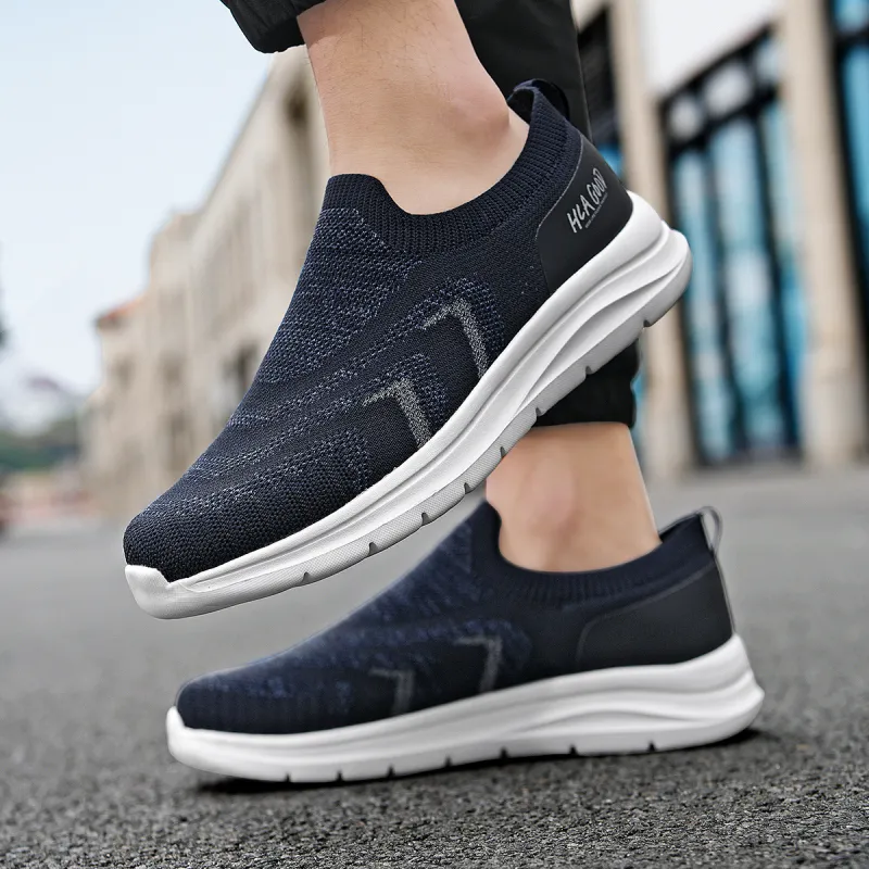 HLA Men's Breathable Comfortable Height Increasing Flyknit Lightweight Slip-on Casual Shoes-13