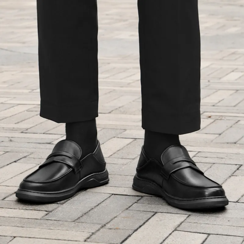 HLA Casual Genuine Leather Soft Sole Breathable Loafers Stirrup Slip on Leather Shoes Men's-7