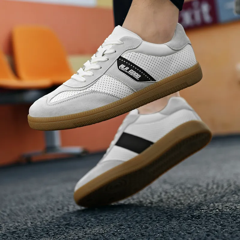 HLA German Army Trainers Vintage Classic Patchwork Breathable Perforated Casual Shoes Skateboard Shoes Men's-5