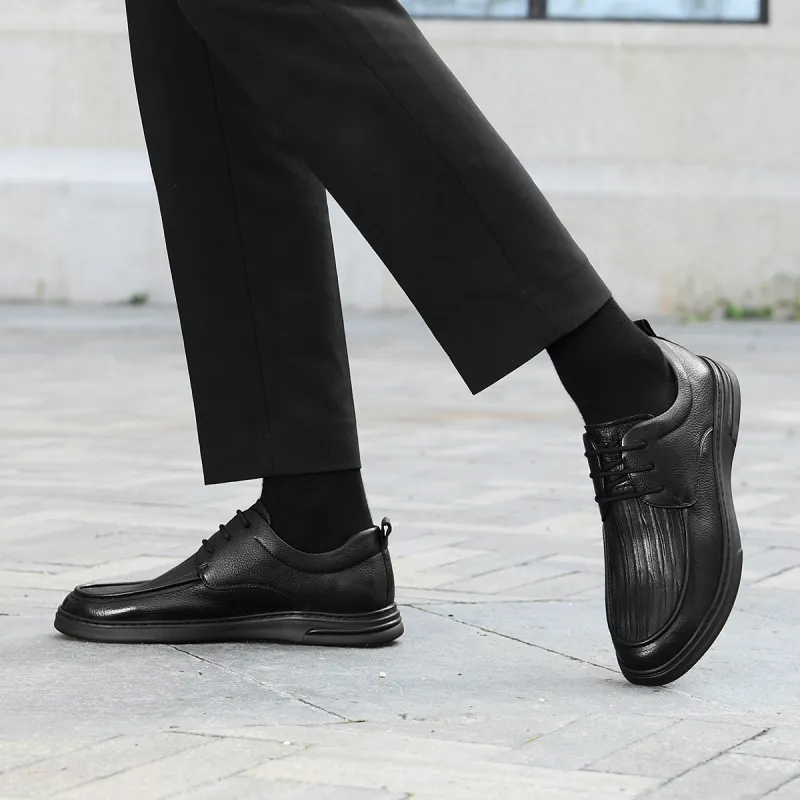 HLA Fashionable Versatile Casual Lace Up Genuine Leather Soft Sole Dress Shoes Men's-6