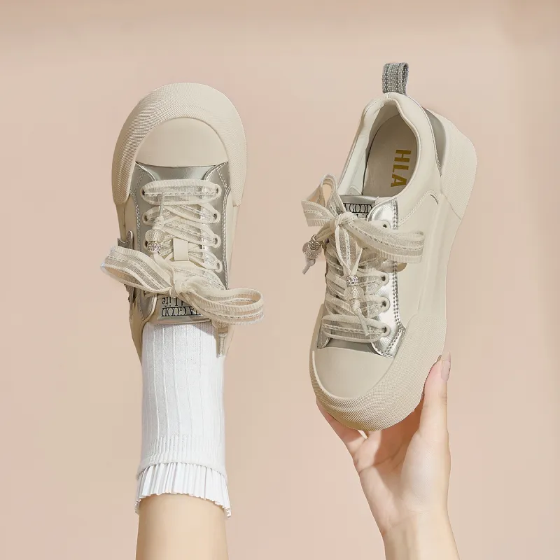 HLA Platform Versatile Stars White Sneakers Skateboard Shoes Athletic Shoes Women's-13