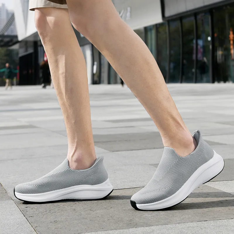 HLA Men's Shoes Fashion Breathable Slip-on Casual Shoes Height Increasing Comfortable Wear-Resistant Flyknit Shoes-13