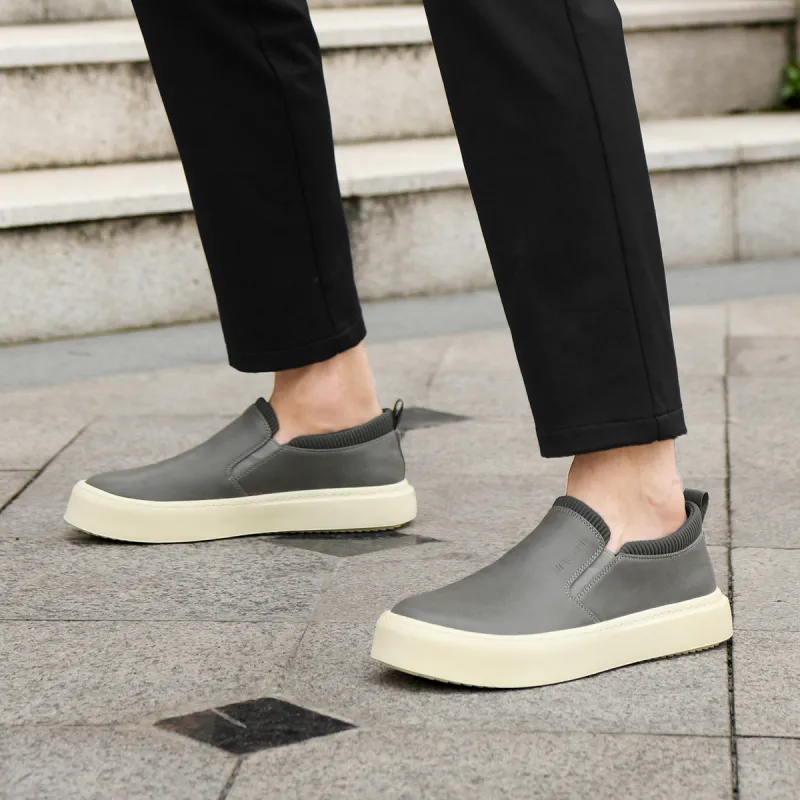 HLA Leather Vintage Fashion Casual Slip-on Skateboard Shoes Men's-6