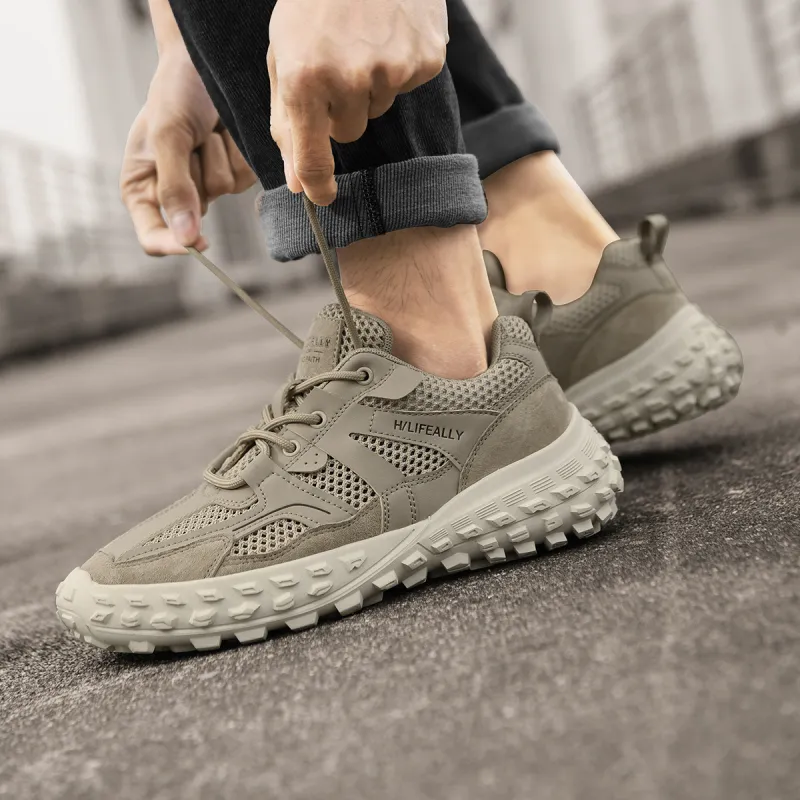 HLA Men's Trendy Platform Wear-Resistant Breathable Mesh Athletic Shoes Height Increasing Casual Shoes-13