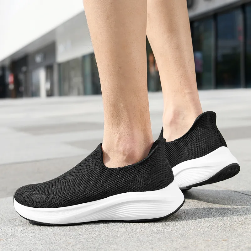 HLA Men's Shoes Fashion Breathable Slip-on Casual Shoes Height Increasing Comfortable Wear-Resistant Flyknit Shoes-5