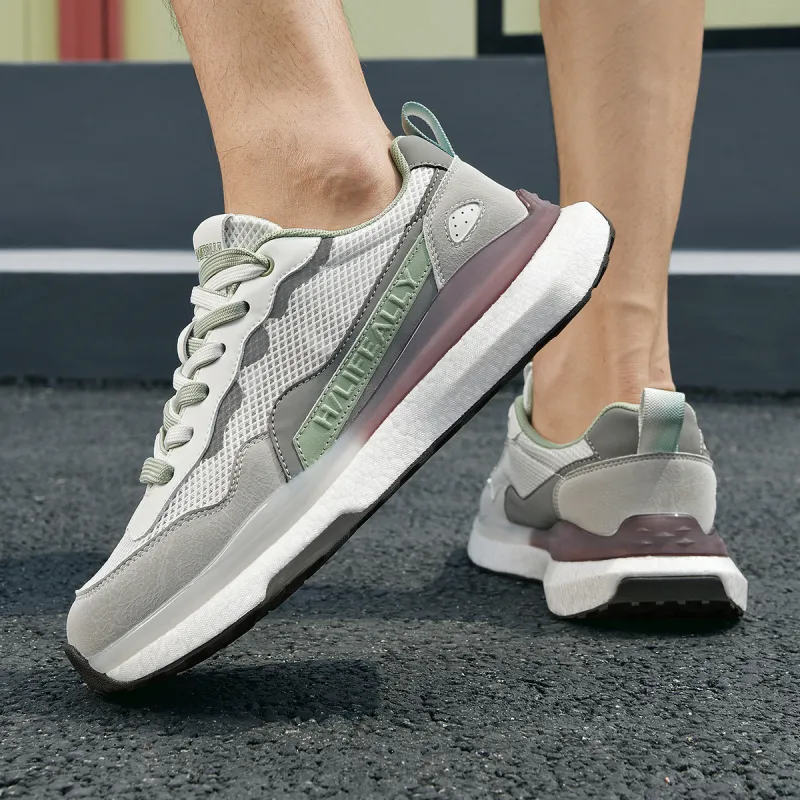 HLA Men's Athletic Shoes With Breathable Mesh, Height Increasing Patchwork, Casual Running Fashion-13