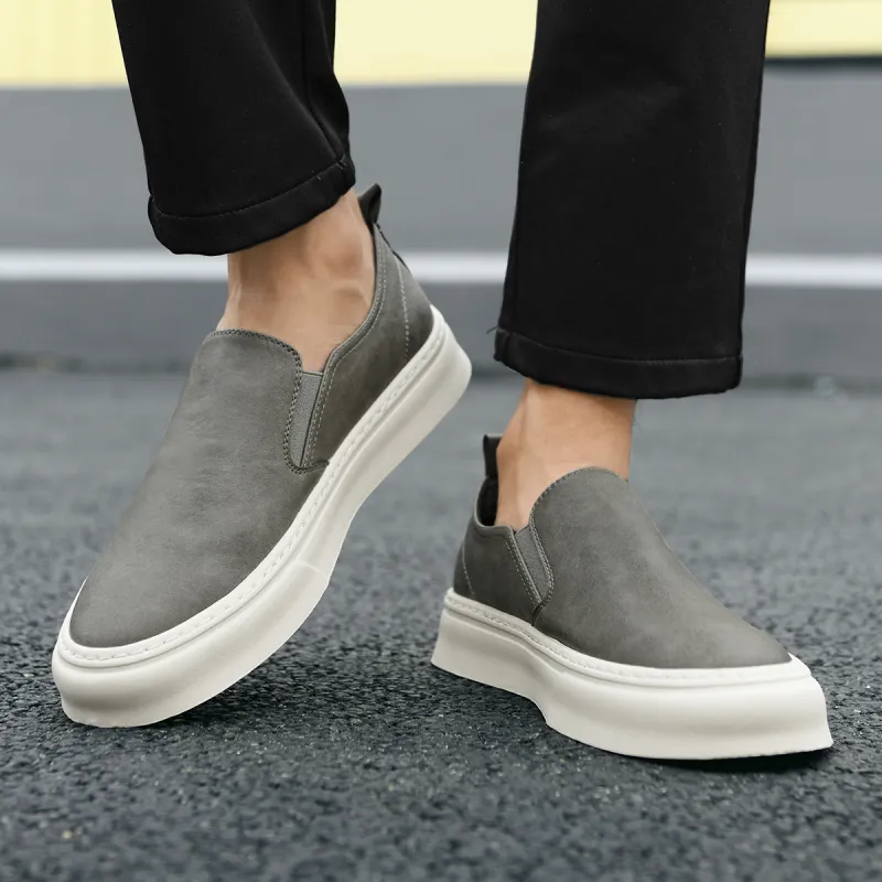 HLA Vintage Platform Slip-on Skateboard Shoes For Men Breathable And Comfortable Casual Shoes Men's-5