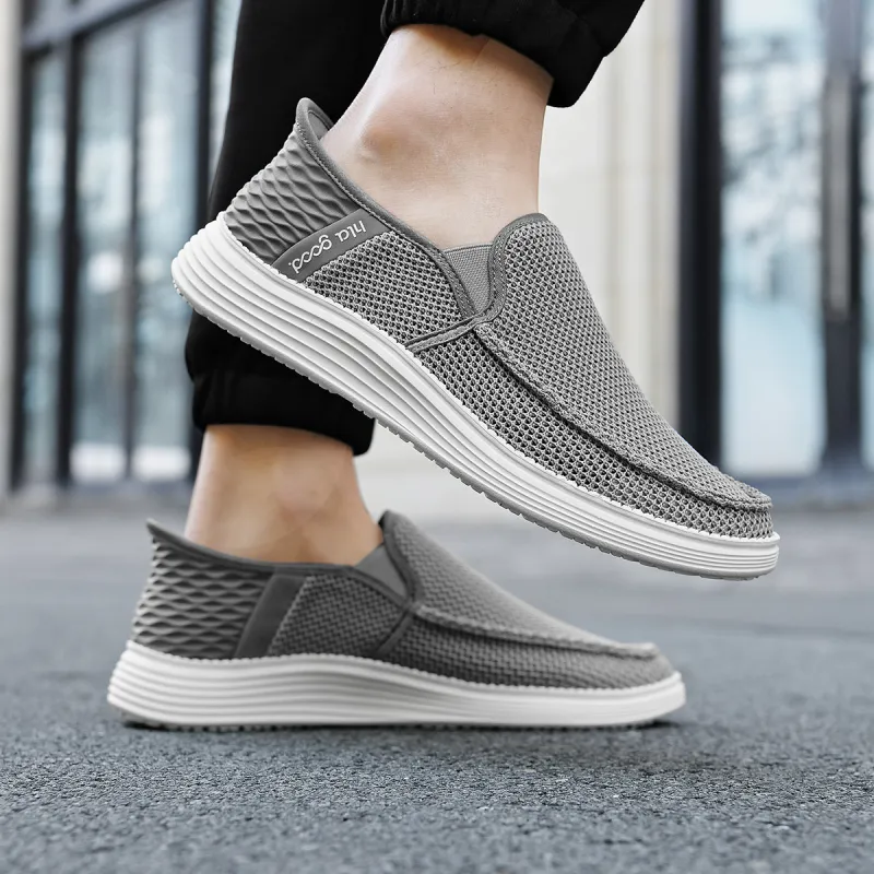 HLA Slip on Breathable Comfortable Mesh Flyknit Platform Mid Age Casual Shoes Men's-13