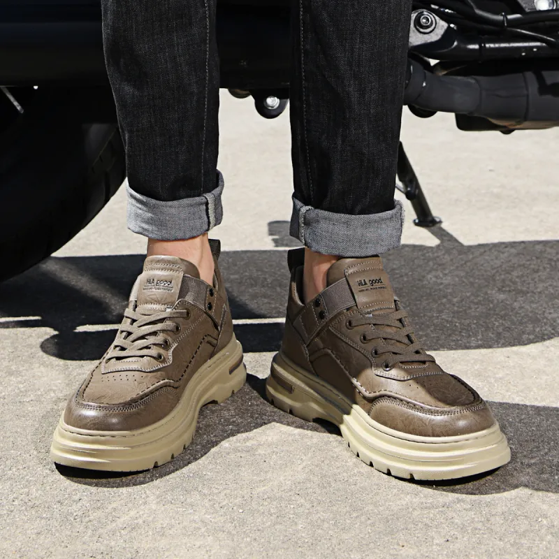 HLA Vintage Wear-Resistant Height Increasing Work Boots Men's-5