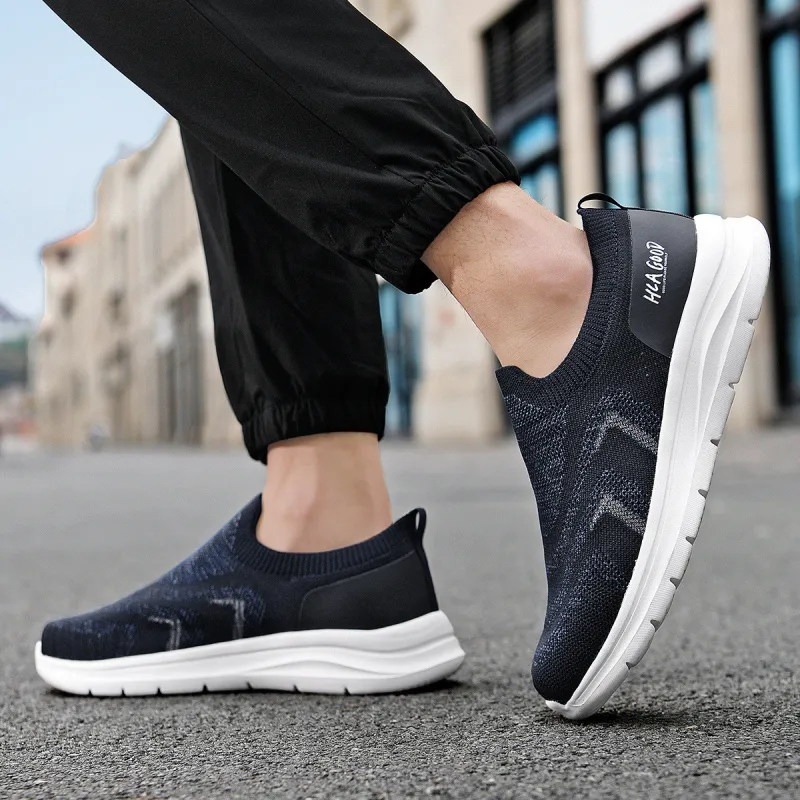 HLA Men's Breathable Comfortable Height Increasing Flyknit Lightweight Slip-on Casual Shoes-12