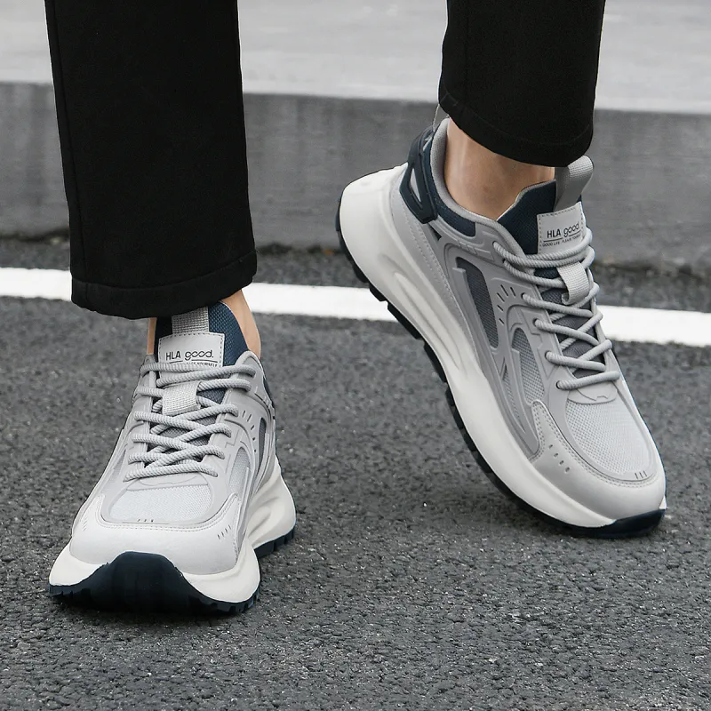 HLA Outdoor Fashion Breathable Mesh Athletic Shoes Height Increasing Wear-Resistant Casual Shoes Men's-6