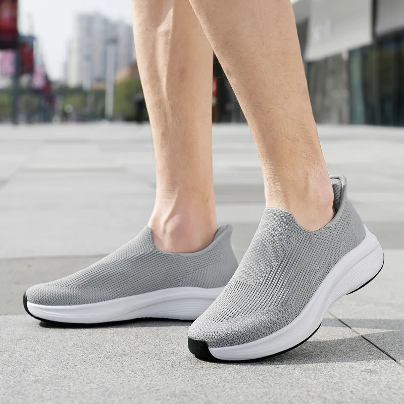 HLA Men's Shoes Fashion Breathable Slip-on Casual Shoes Height Increasing Comfortable Wear-Resistant Flyknit Shoes-14