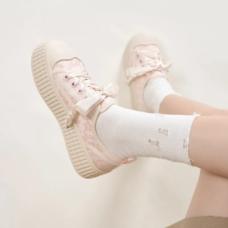 HLA Skateboard Shoes Women's Low Top Black/Pink/Beige-22