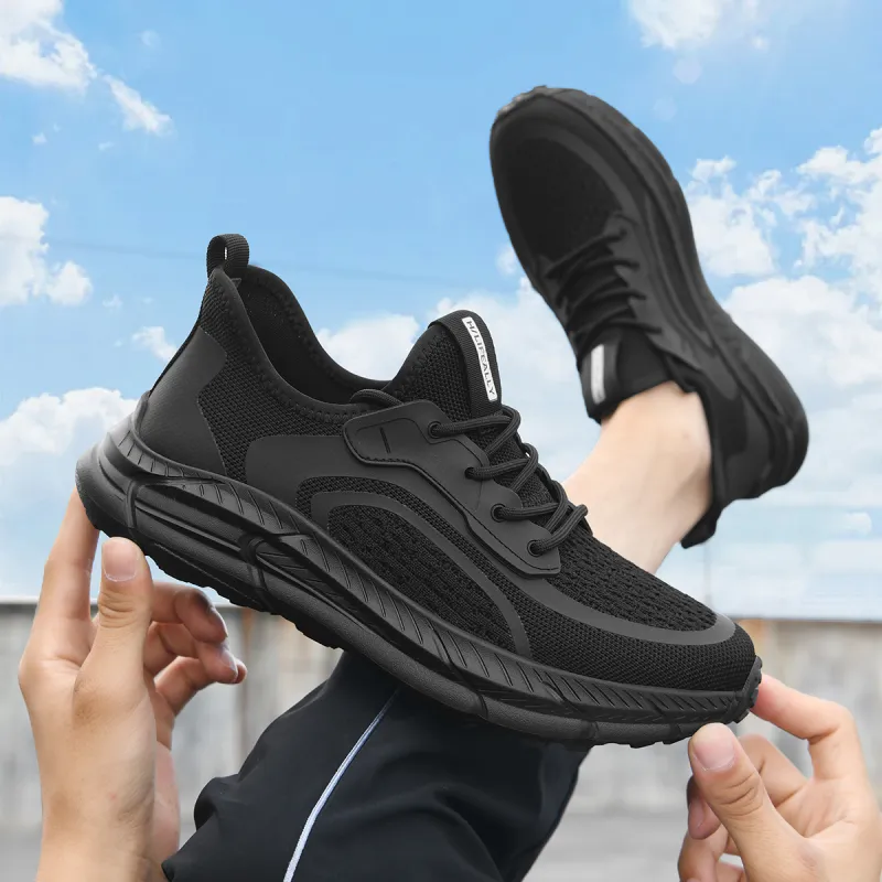 HLA Fashion Breathable Mesh Flyknit Casual Shoes Wear-Resistant Height Increasing Athletic Shoes Men's-5