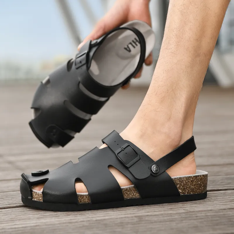 HLA Men's Trendy Breathable Closed Toe Comfortable Beach Sandals Slippers 2 in 1 Men's Outdoor-8