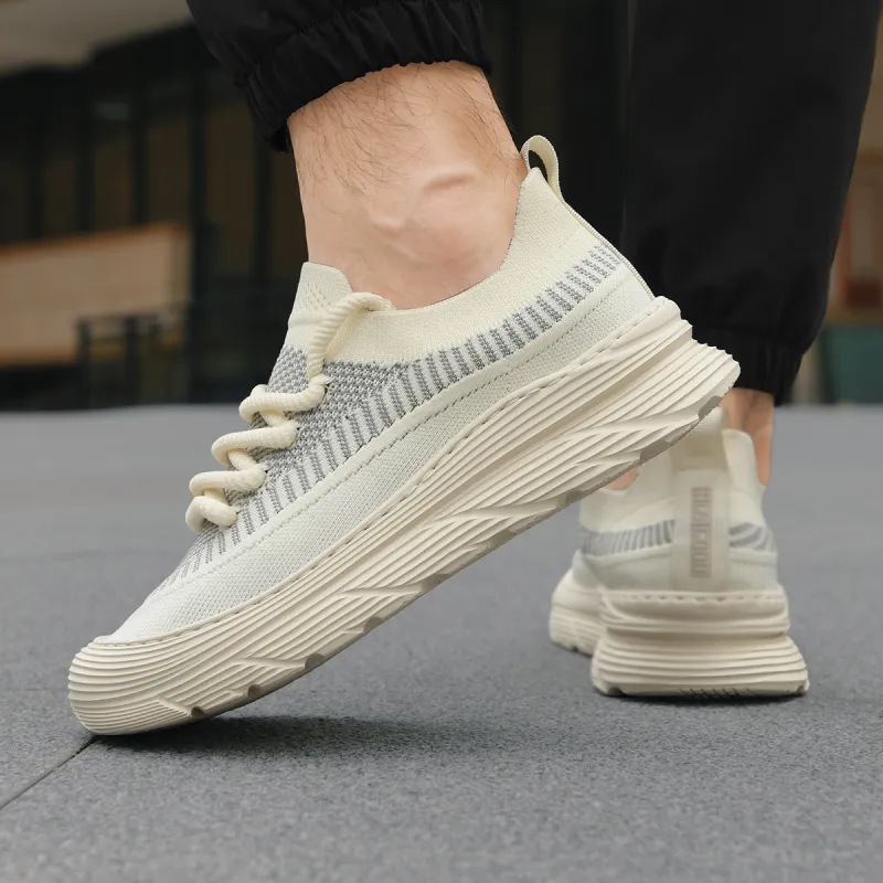 HLA Fashion Breathable Mesh Flyknit Comfortable Versatile Height Increasing Casual Shoes Men's-13