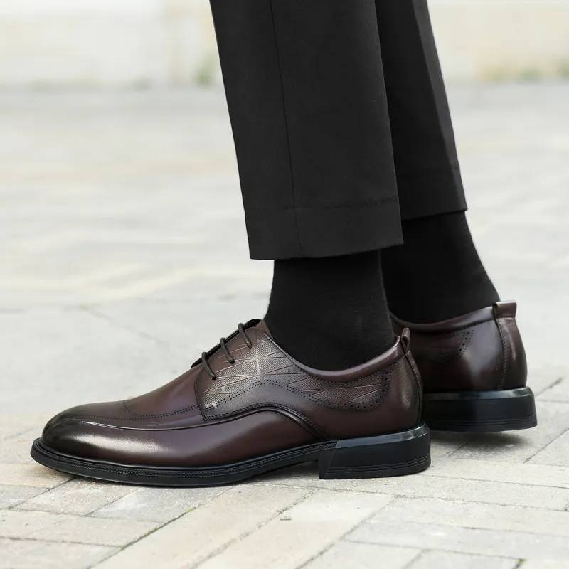 HLA Classic Genuine Leather Dress Shoes Business Pointed Toe Wedding Derby Shoes Men's-15