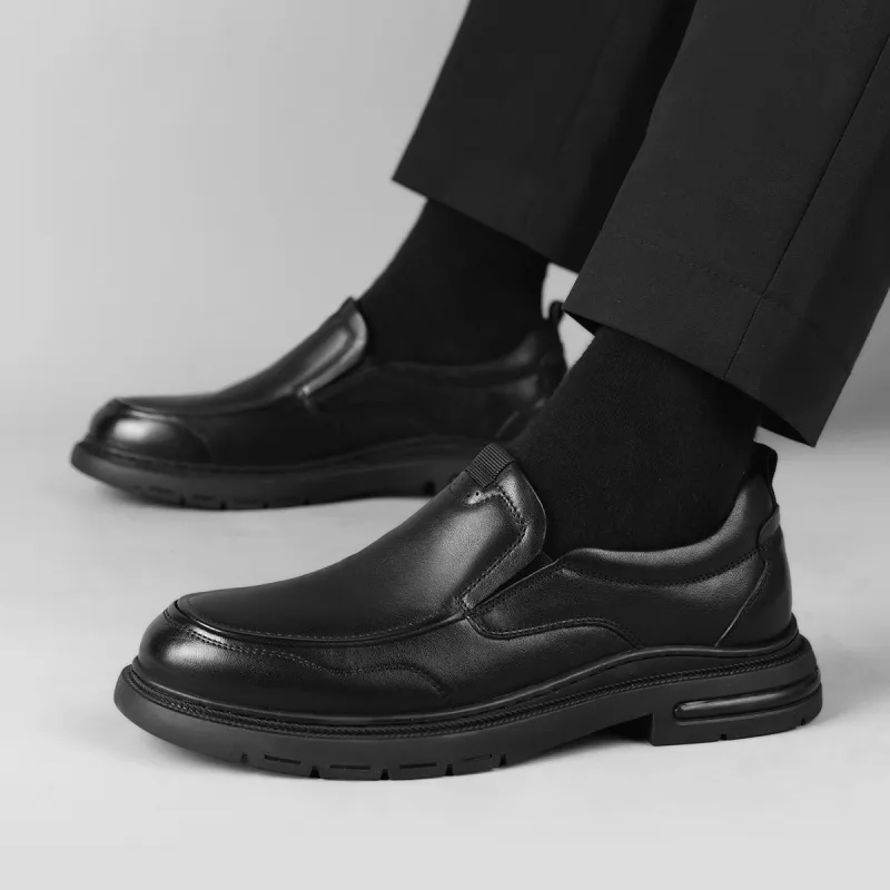 HLA Breathable Soft Soled Business Height Increasing Slip on Dad Shoes Loafers-6
