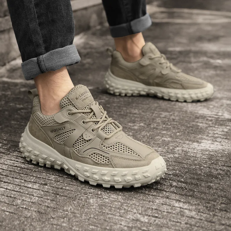 HLA Men's Trendy Platform Wear-Resistant Breathable Mesh Athletic Shoes Height Increasing Casual Shoes-14