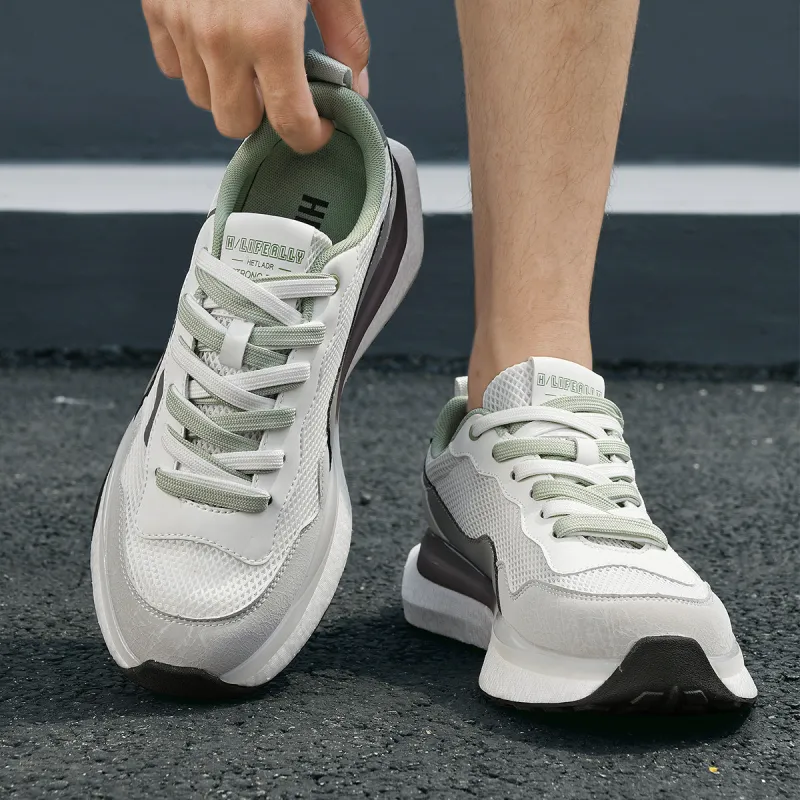 HLA Men's Athletic Shoes With Breathable Mesh, Height Increasing Patchwork, Casual Running Fashion-14