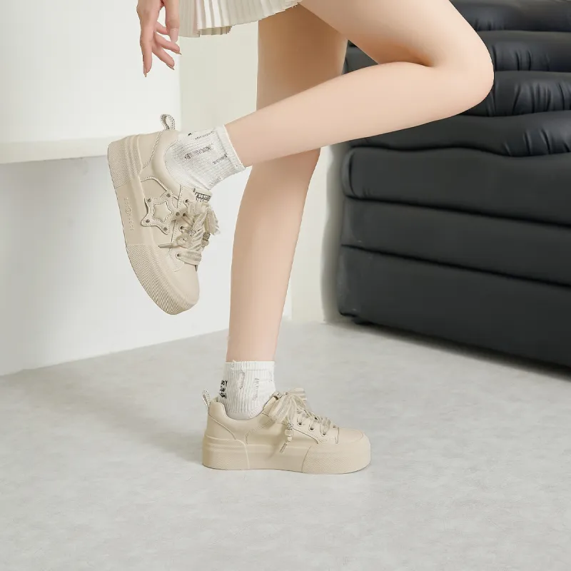 HLA Platform Versatile Stars White Sneakers Skateboard Shoes Athletic Shoes Women's-7