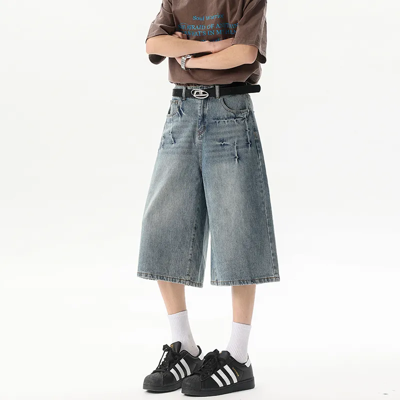 JASONWOOD Cowboy On The Run Summer Denim Shorts Unisex Blue-2