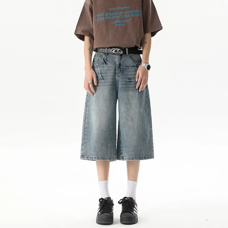 JASONWOOD Cowboy On The Run Summer Denim Shorts Unisex Blue-1