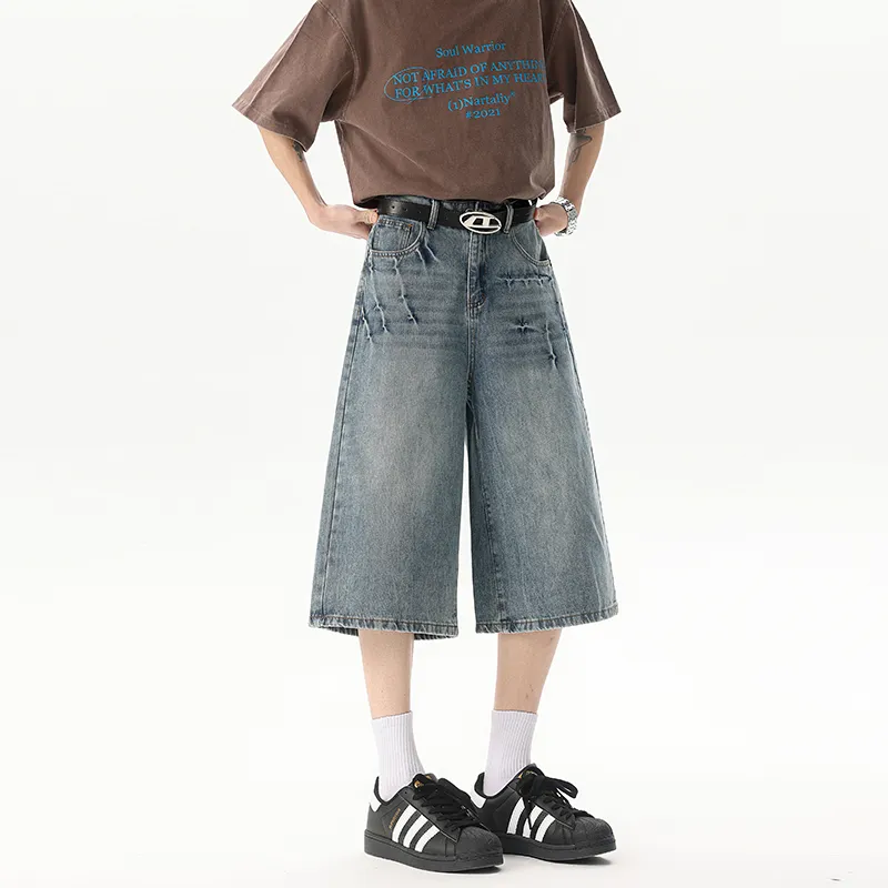 JASONWOOD Cowboy On The Run Summer Denim Shorts Unisex Blue-3