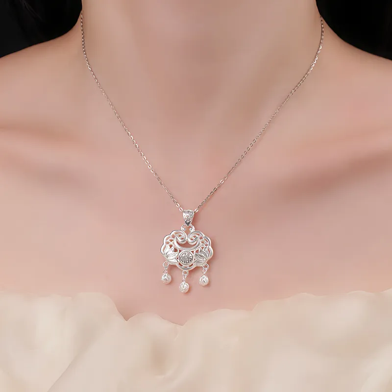Heart Grass 999 Fine Silver Necklaces Women's-3