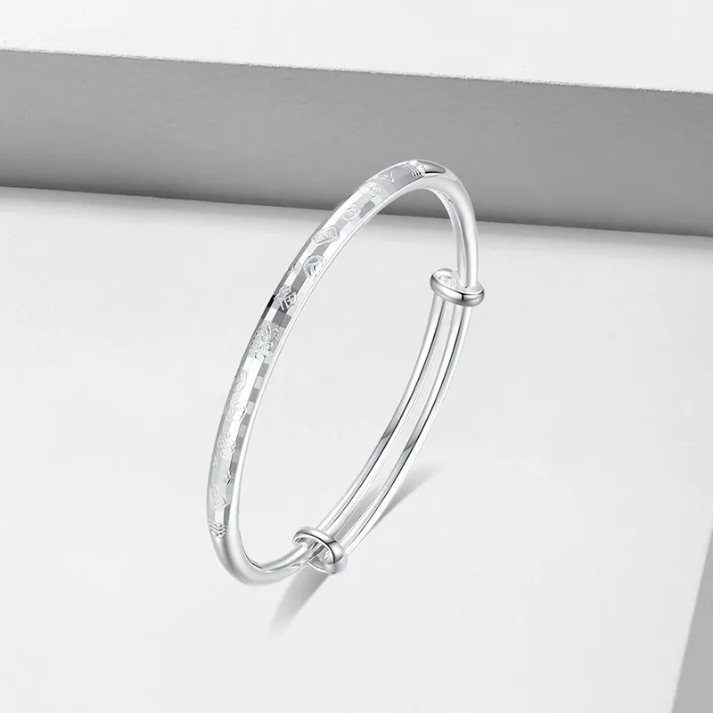 Heart Grass 999 Fine Silver Bangles Women's-1