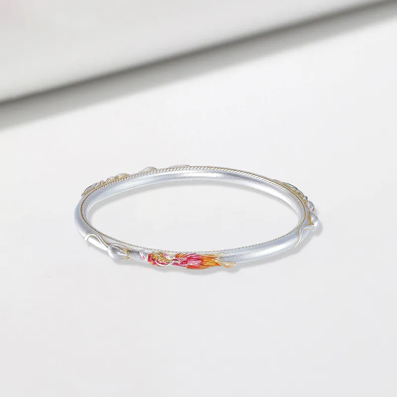 Heart Grass 999 Fine Silver Bangles Women's-2