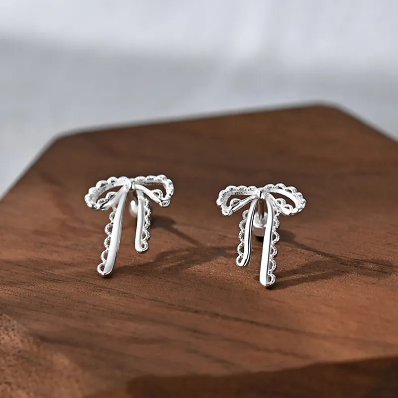 Heart Grass 999 Fine Silver Stud Earrings Women's-1